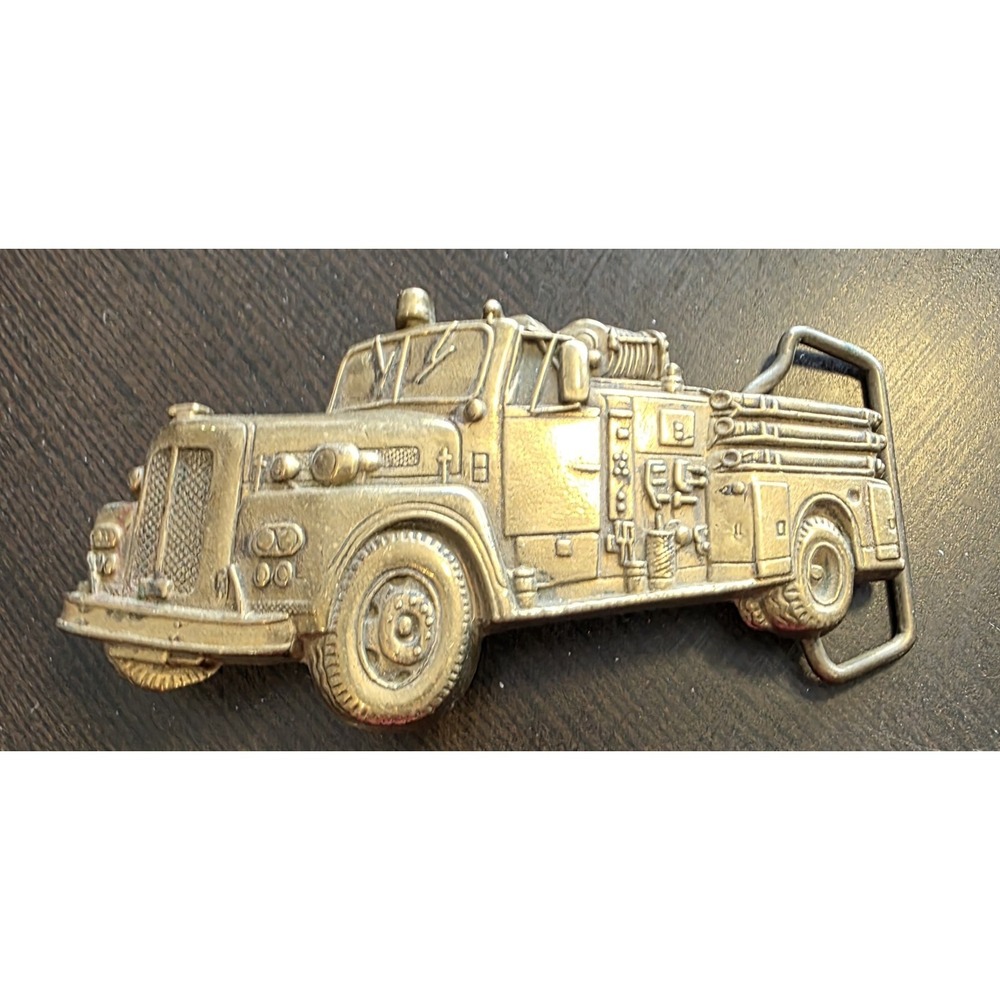 1978 Baron Buckles Solid Brass Fire Engine Belt B… - image 1